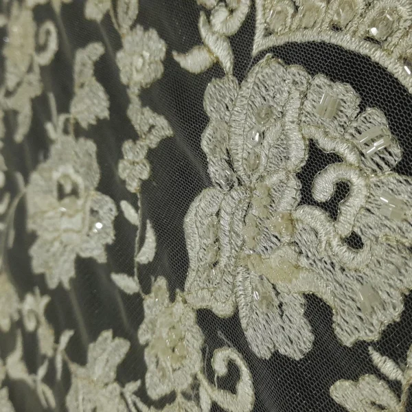 MESH HEAVY-EMBOIDERY LUREX WITH BEADS