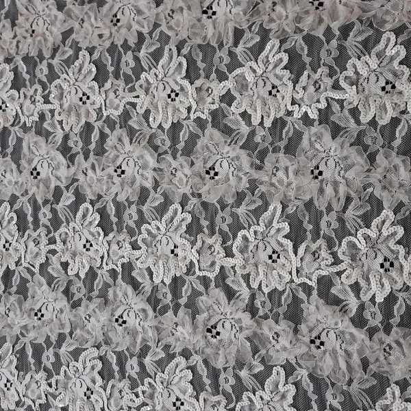 LACE MESH WITH RIBBON EMBROIDERD WITH SEQ
