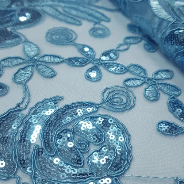 MESH SEQ CORD PAISLEY LT-TURQ