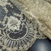 MESH LACE WITH RIBBON SQUARE EMBROIDERY BEIGE