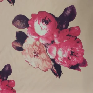 MIKADO PRINT HARD SATIN TWILL VERY BIG FLORAL NUDE