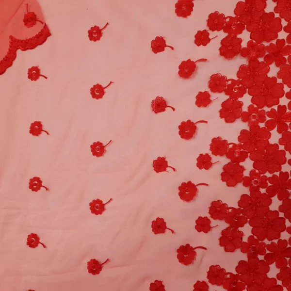 ORGANZA BORDER CORDED RED