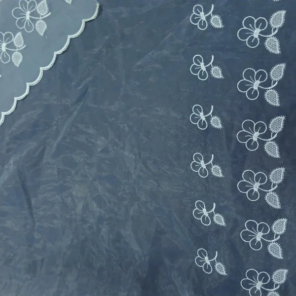 ORGANZA BORDER CORDED(10) SFLORAL WHITE