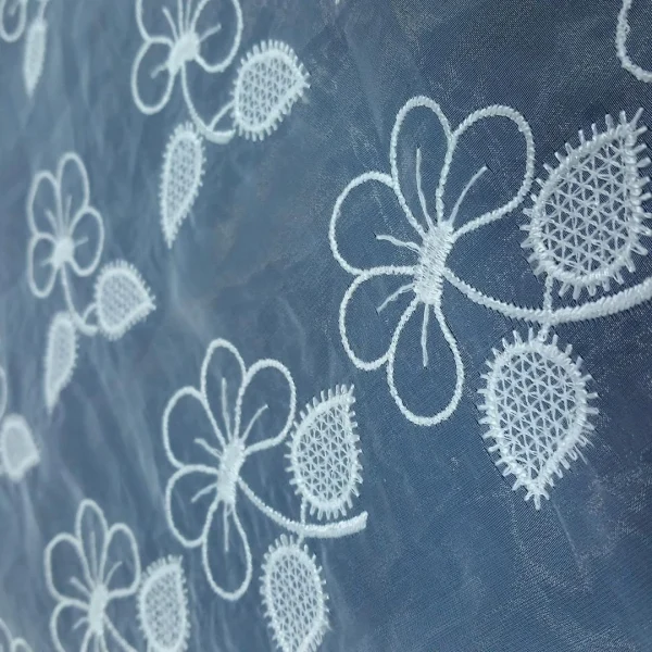 ORGANZA BORDER CORDED(10) SFLORAL WHITE