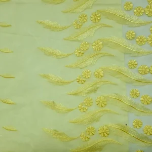 ORGANZA BORDER EMBROIDERY YELLOW