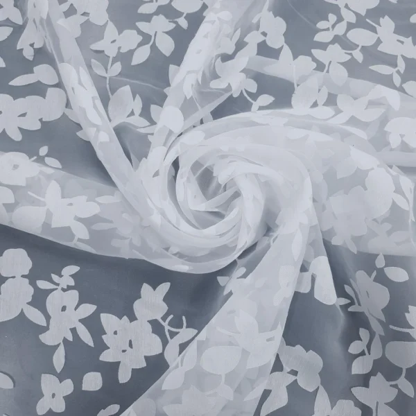 ORGANDY BURNOUT FLORAL WHITE