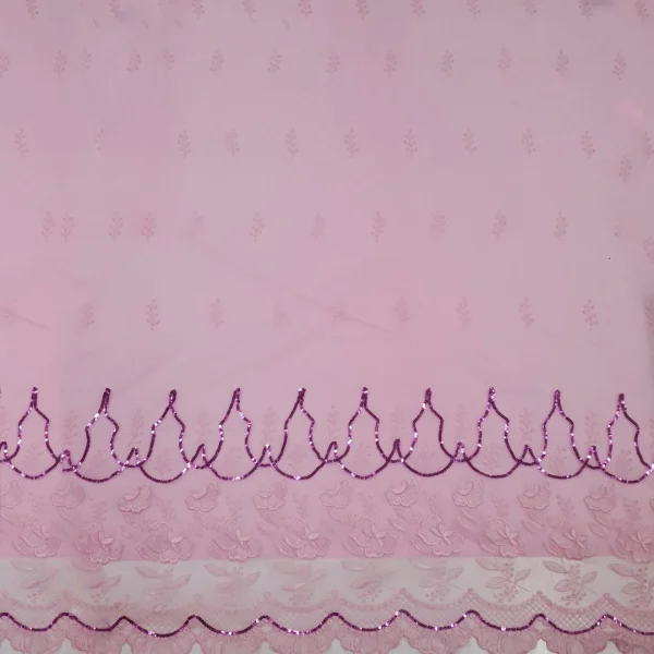 ORGANZA BORDER SEQ EMBROIDERY PINK