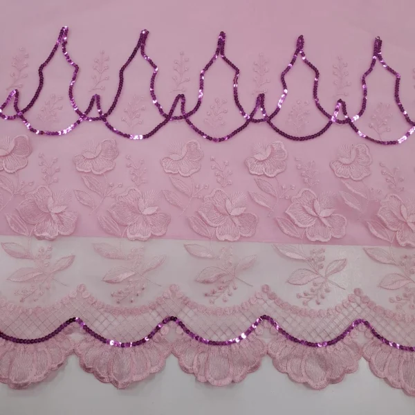ORGANZA BORDER SEQ EMBROIDERY PINK