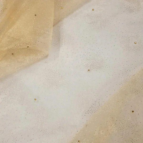 DEW DROP EMBELLISHED ORGANZA FISH-EGG GOLD