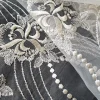 ORGANZA  EMBROIDERED  BIG FLORAL DESIGN CREAM