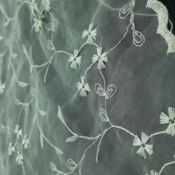 ORGANZA LUREX EMBROIDERY WHITE