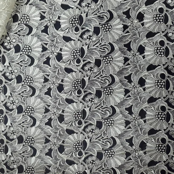 ORGANZA HEAVY CORDED EMBROIDERY CREAM