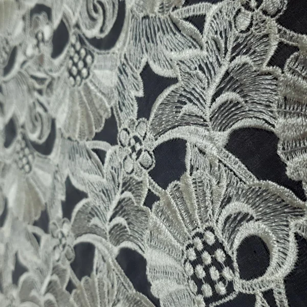 ORGANZA HEAVY CORDED EMBROIDERY CREAM