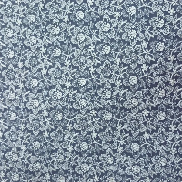 ORGANZA HEAVY EMBROIDERY TWO TONE WHITE AND SILVER