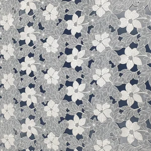 ORGANZA  LASER- CUT HEAVY FLORAL CREAM