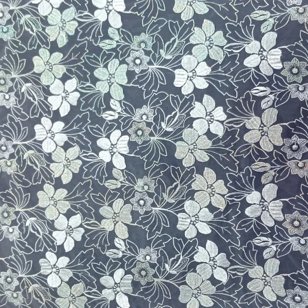 ORGANZA MOTHER OF PEARL CORDED WHITE