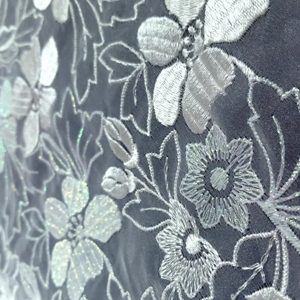 ORGANZA MOTHER OF PEARL CORDED WHITE