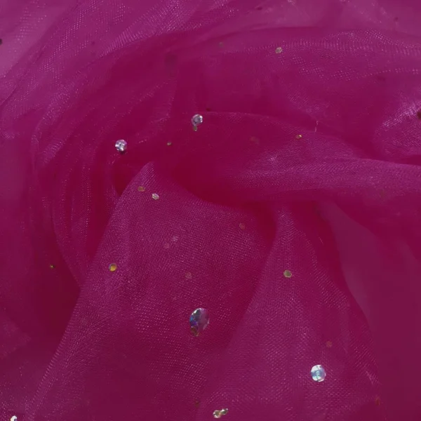 SPANGLE EMBELLISHED ORGANZA CERISE