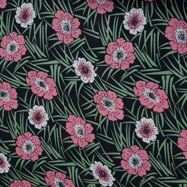 PRINTED CUBIC CHIFFON FLO BLACK