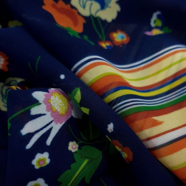 PRINTED CHIFFON FLORAL NAVY