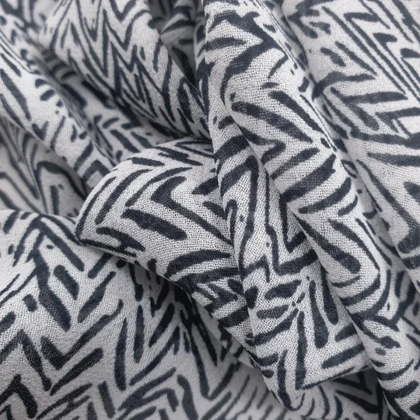 PRINTED CHIFFON ZIGZAG WHITE