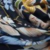 PRINTED CHIFFON (PCN14) MEDIUM FLOWERS FLORAL DK. NAVY BLUE