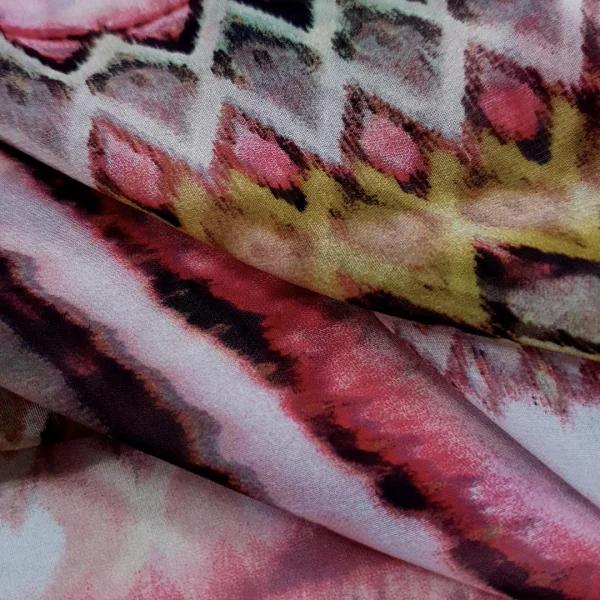 PRINTED DIGITAL CHIFFON ZIG ZAG CERISE PINK