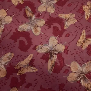 PRINTED CHIFFON BURNOUT BUTTERFLY MAROON
