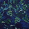 PRINTED LUREX CHIFFON LEAF NAVY