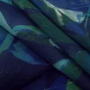 PRINTED LUREX CHIFFON LEAF NAVY