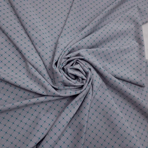 PRINTED PEACHSKIN MICRO GEOMETRIC CHECK GREY