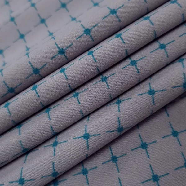 PRINTED PEACHSKIN MICRO GEOMETRIC CHECK GREY