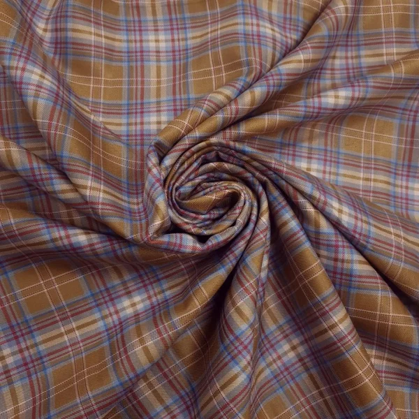 POLY RAYON SUITING CHECK GOLD