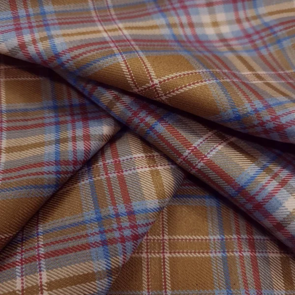 POLY RAYON SUITING CHECK GOLD