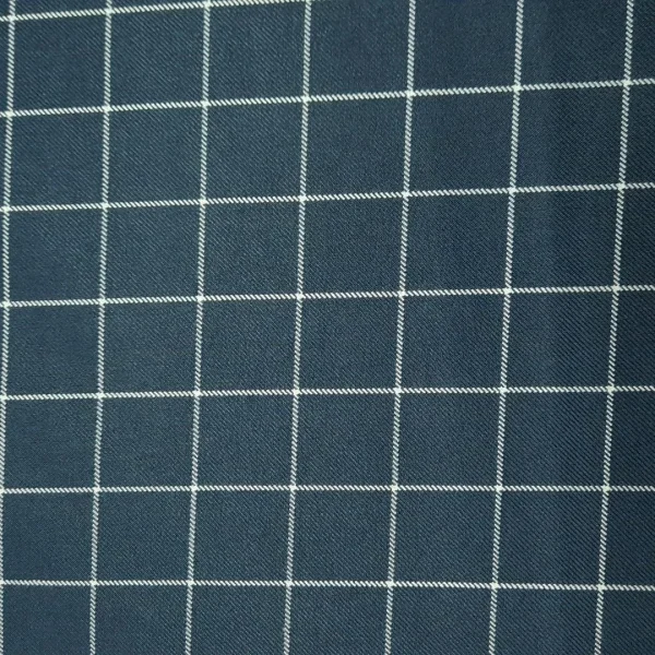 TWILL-CHECK SUITING  NAVY BLUE