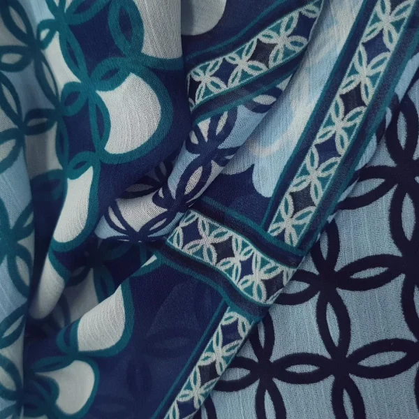 PRINTED YORYU CHIFON METRO-RINGS BLUE