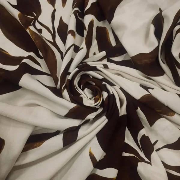 RAYON PRNTD CHALLIS BIG FLORAL CREAM n BROWN