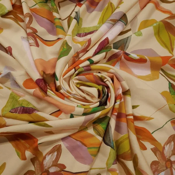 RAYON CHALLIS PRINTED CAMENGO FLORAL APRICOT