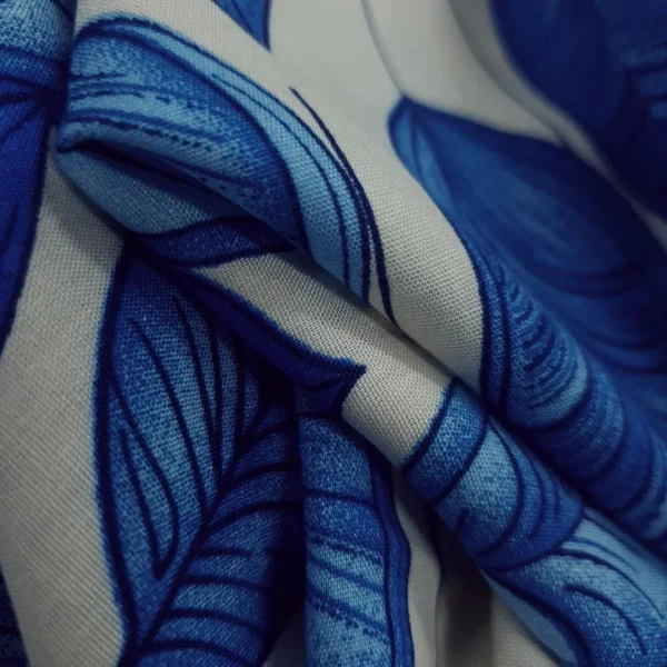 RAYON CHALLIS PRINTED LEAF1 BLUE