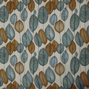 RAYON CHALLIS PRINTED LEAF1 SAGE BROWN