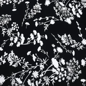 RAYON CHALLIS PRINT SMALL FLOWERS FLORAL BLACK1
