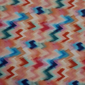 RAYON CHALLIS PRINT ZIGZAG CORAL
