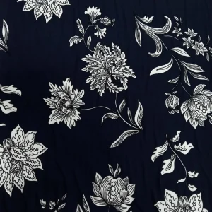 RAYON PRINTED FLORAL NAVY