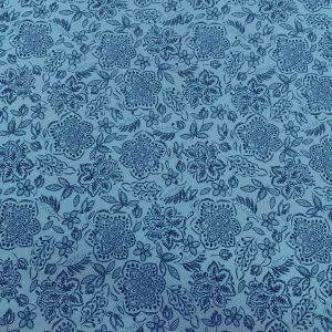 RAYON PRINTED ORNAMENTAL FLORAL TURQ