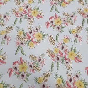 RAYON PRINTED TROPICAL WHITE