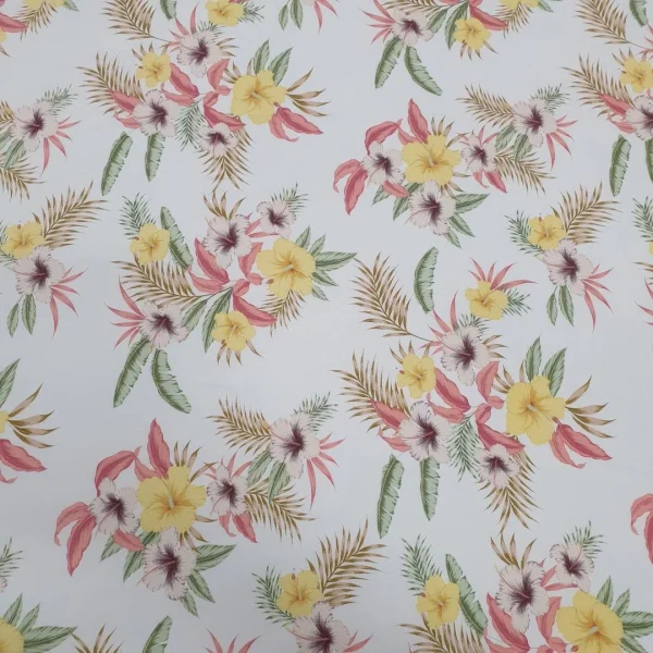 RAYON PRINTED TROPICAL WHITE