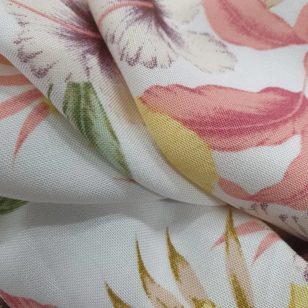 RAYON PRINTED TROPICAL WHITE