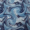 RAYON CHALLIS PRINT ABSTRACT WAVE BLUE