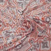 RAYON CHALLIS PRINT GEOMETRIC FLO ORANGE n WHITE