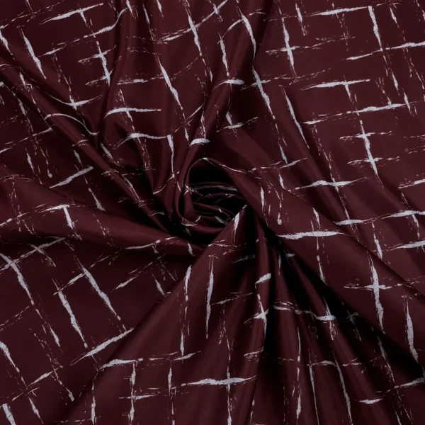 PRINTED DUCHESS SATIN BLOCK MAROON